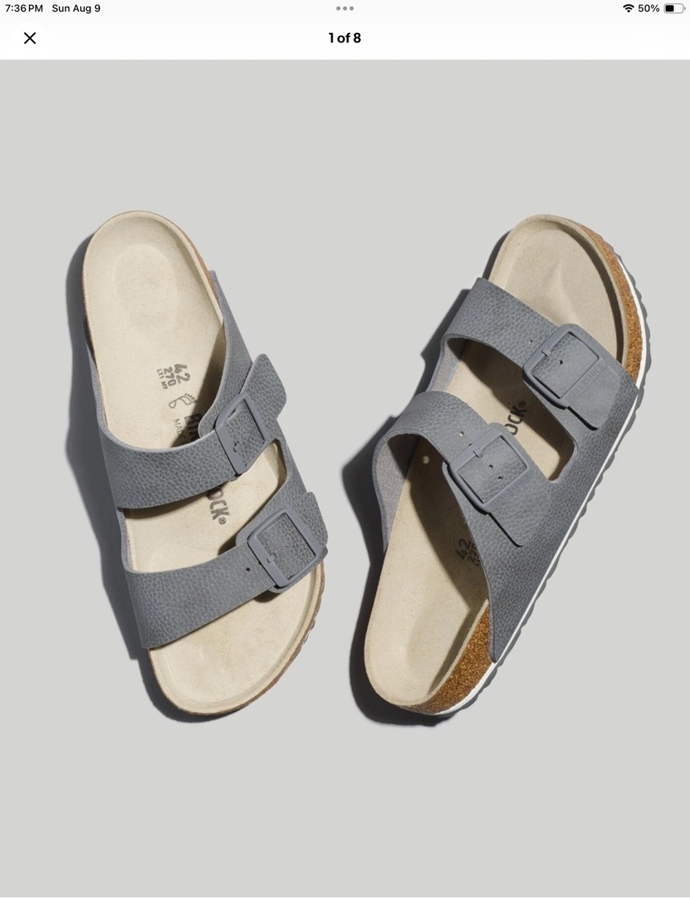 Birkenstock Arizona Sandals in Birko-Flor Desert Soil Gray size 41 New w/box!